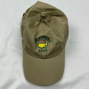 Master 2007 Golf Hat Cap Mens Strap Back Beige Adjustable Golfer